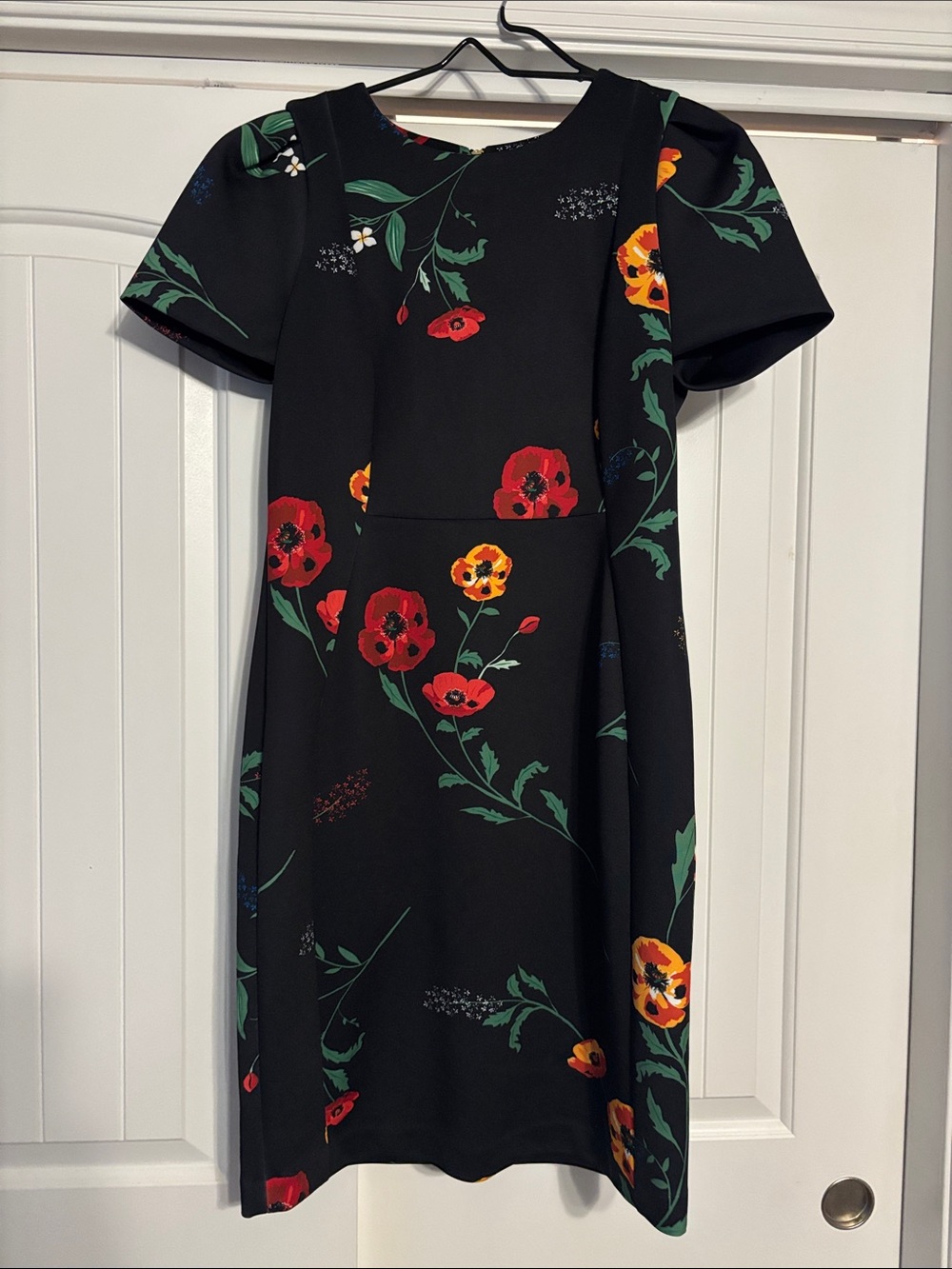 Calvin Klein Black Dress with Red & Yellow Floral Print